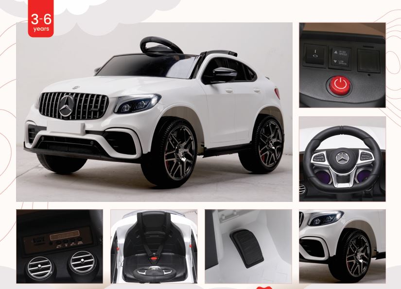 Mercedes-Benz GLC (White) Kids Ride-On Car - Formula Fun