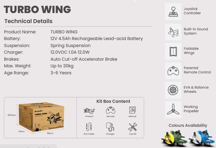 Turbo Wing Kids Ride-On - Formula Fun