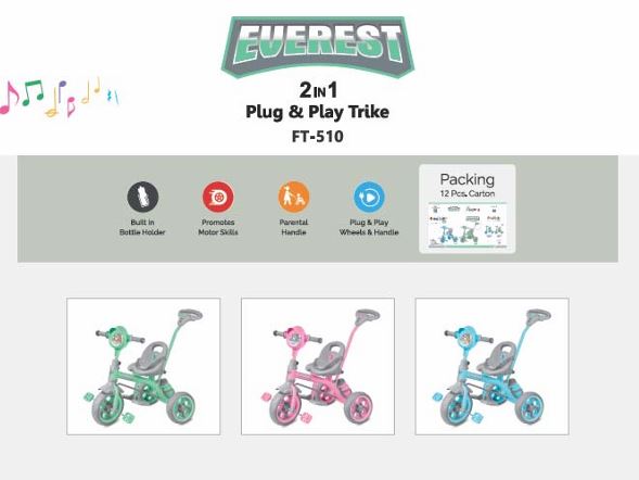 Everest 2 in 1 Plug and Play Trike FT - 510 – Fun Ride Toys