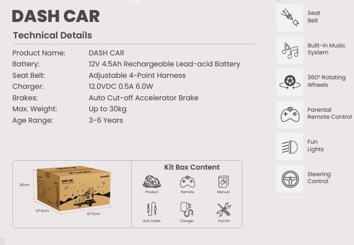 Dash Car Kids Ride-On - Formula Fun