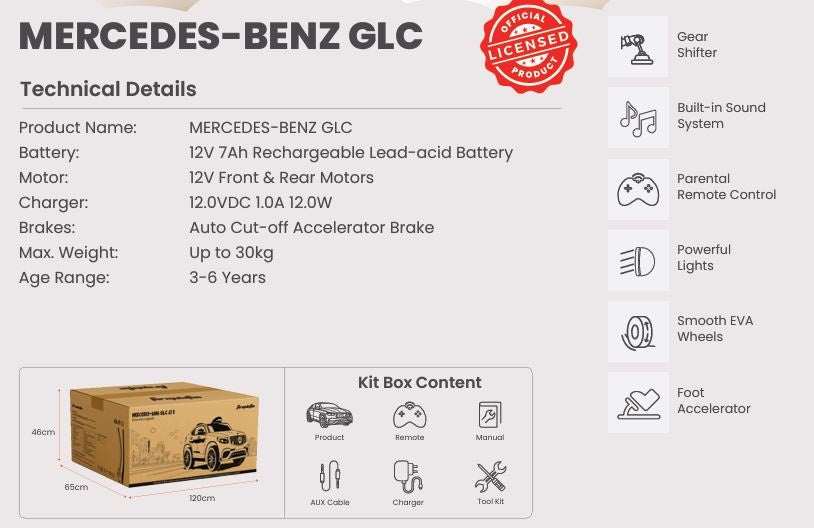 Mercedes-Benz GLC (White) Kids Ride-On Car - Formula Fun