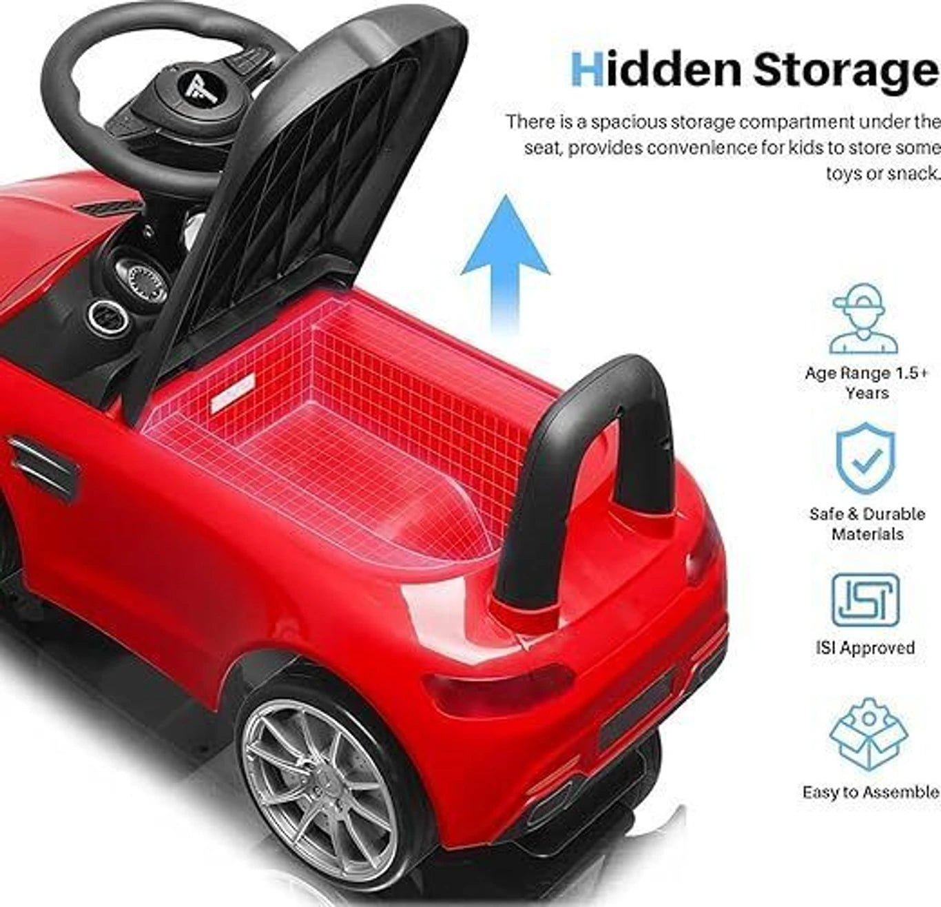 Beetle Rider Steering Backrest Ride-On Car - Panda