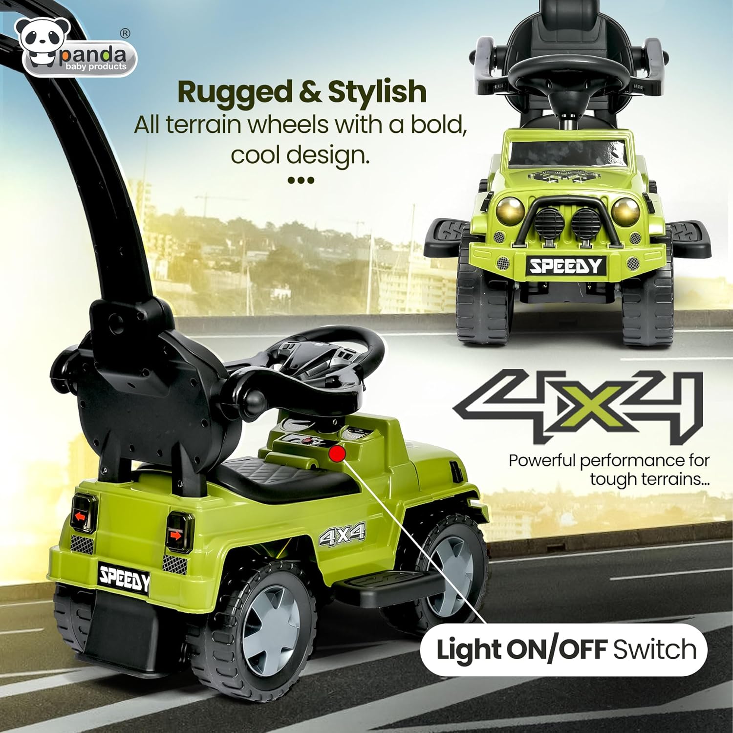 Speedy Plus Rider Steering Backrest Ride-On Car - Panda