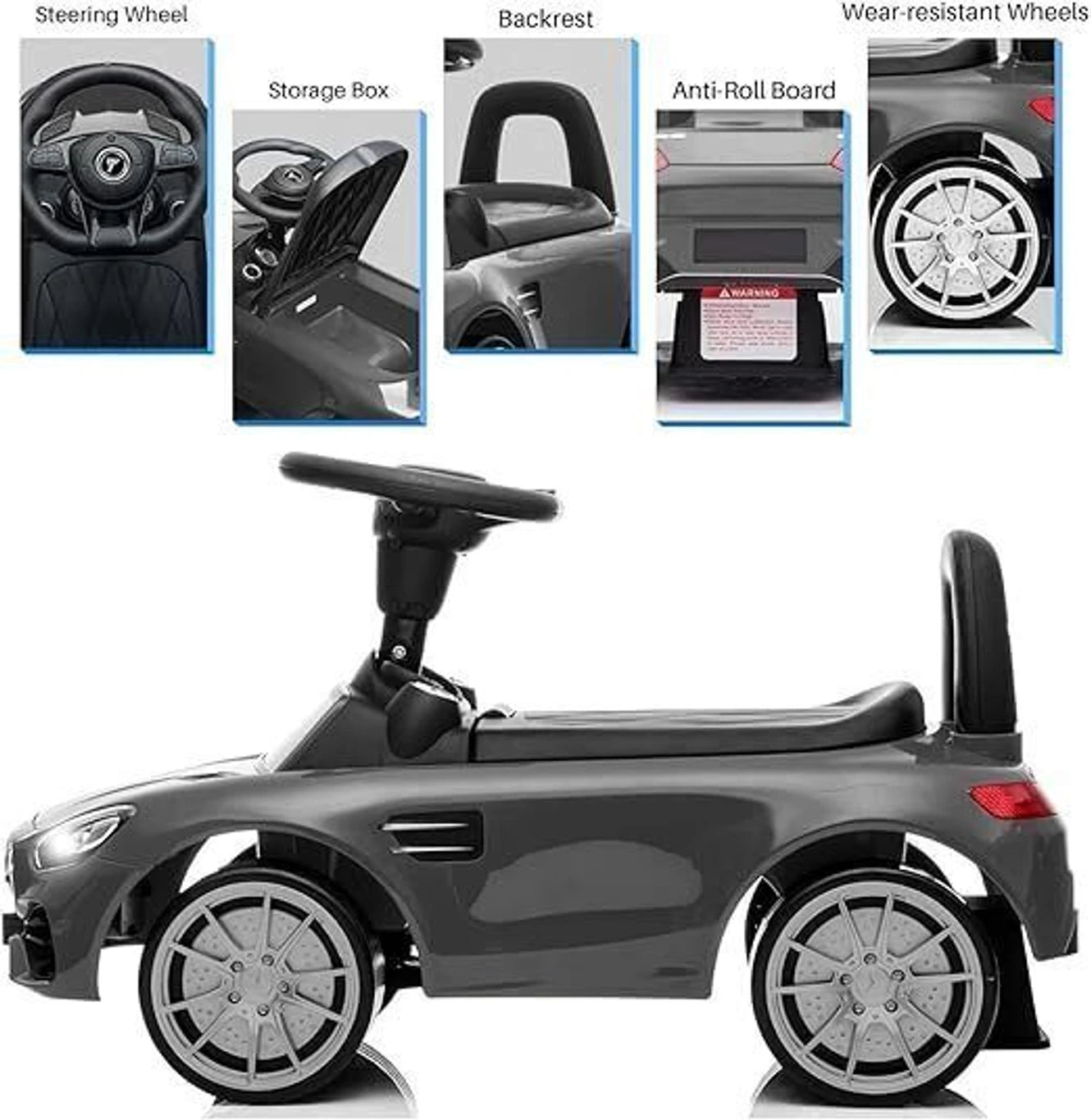 Beetle Rider Steering Backrest Ride-On Car - Panda