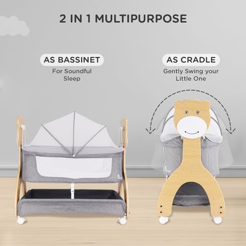 Lullabies Woodsy Manual Swing Wooden Cradle - R for Rabbit