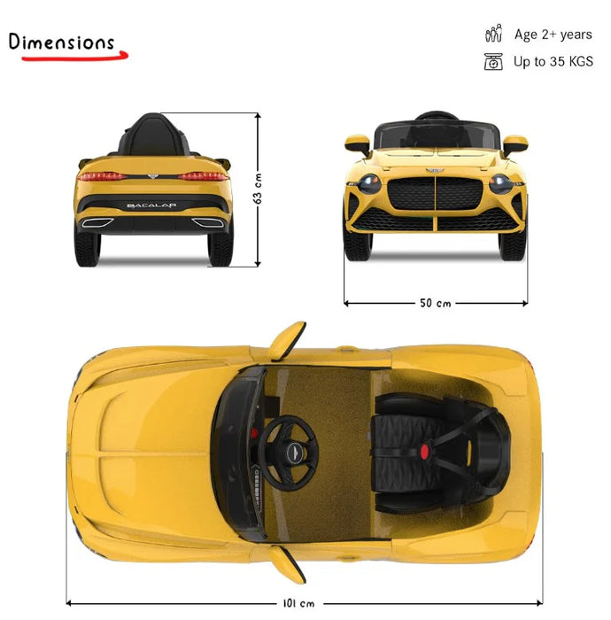 Bentley Bacalar (Yellow) Kids Ride-On Car - Formula Fun