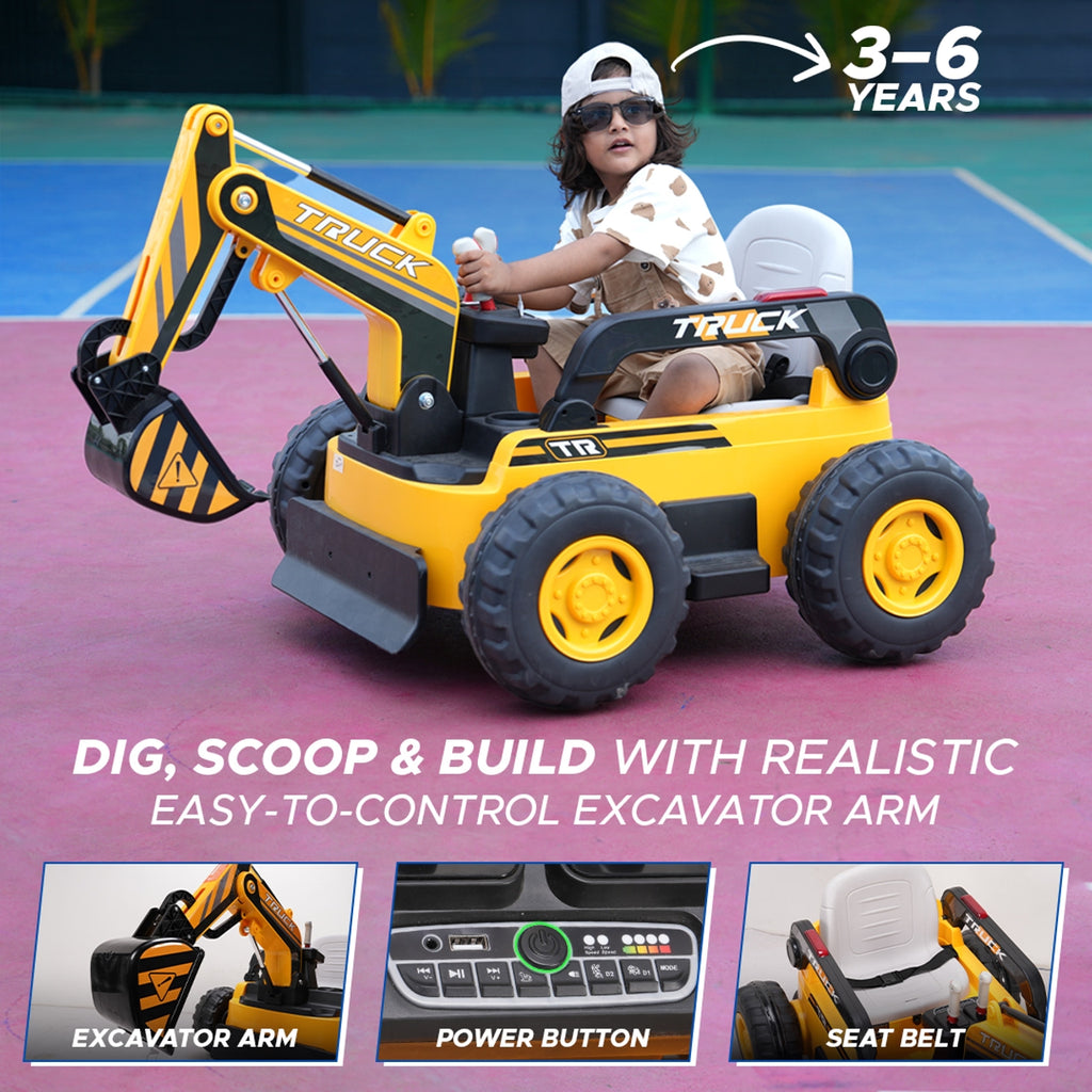 Mini Excavator (Yellow-Black) Kids Ride-On - Formula Fun