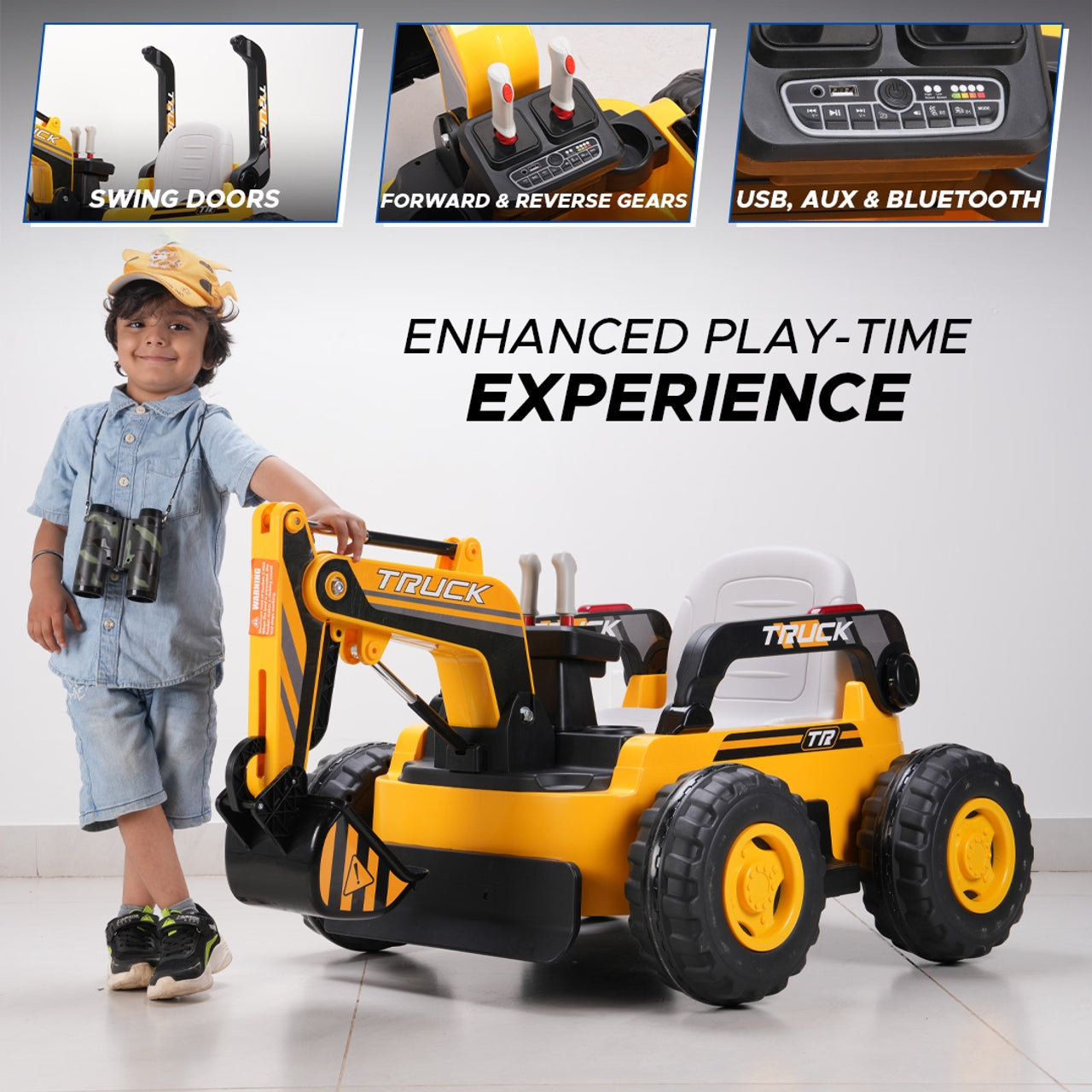 Mini Excavator (Yellow-Black) Kids Ride-On - Formula Fun