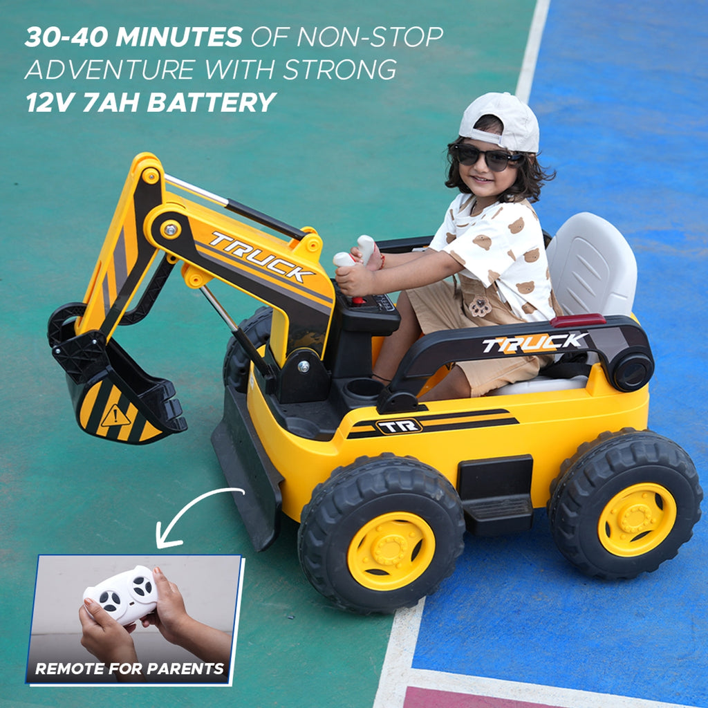 Mini Excavator (Yellow-Black) Kids Ride-On - Formula Fun