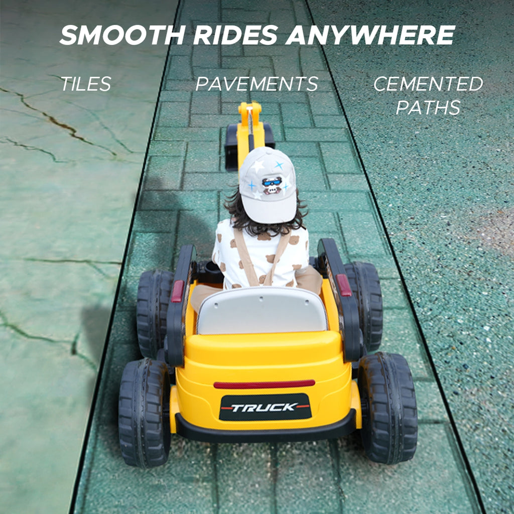 Mini Excavator (Yellow-Black) Kids Ride-On - Formula Fun