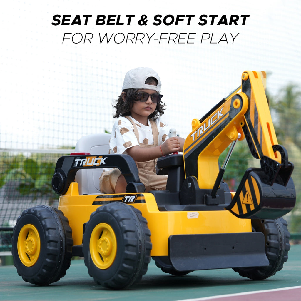 Mini Excavator (Yellow-Black) Kids Ride-On - Formula Fun